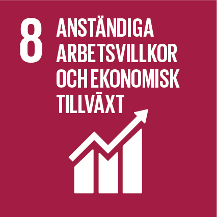 Globala målen - mål nummer 8 logo: Anständiga arbetsvillkor och ekonomisk tillväxt